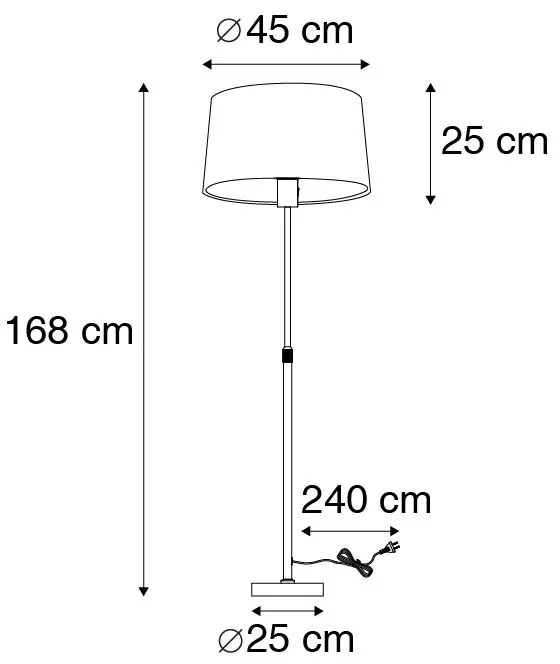 Candeeiro de pé em aço com abat-jour branco 45 cm ajustável - Parte Design,Moderno