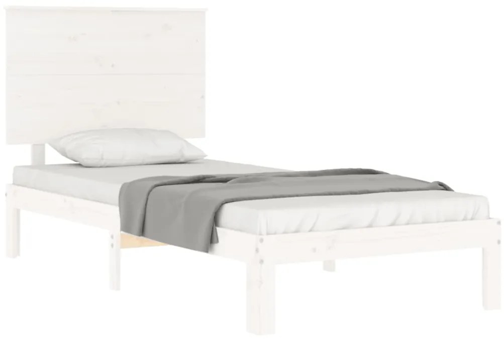 Cama sem colchão 100x200 cm madeira de pinho maciça branco