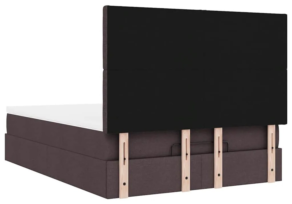 Estrutura cama otomana colchão 140x190cm tecido castanho escuro