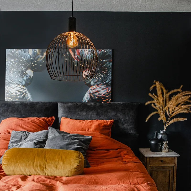 Candeeiro pendente redondo design preto 40 cm - Dos