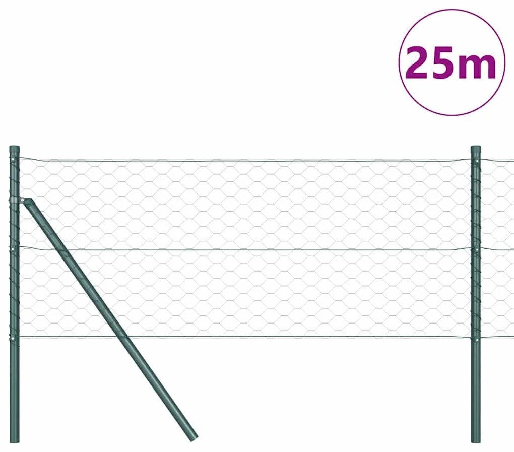 Cerca Hexagonal Verde 0.6x25 m Aço