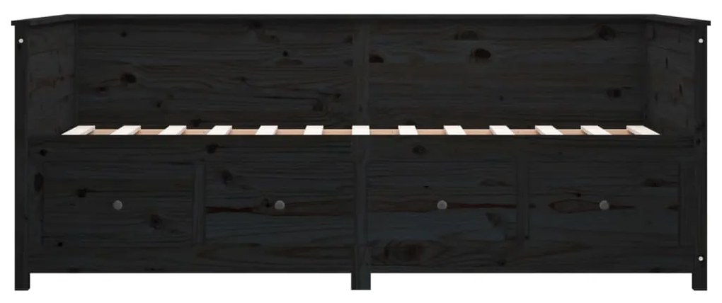 Sofá-cama 90 x 200 cm madeira de pinho maciça preto