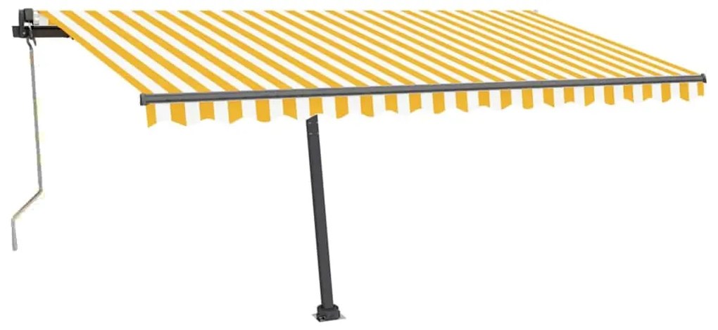 Toldo autom. LED e sensor de vento 400x300 cm amarelo/branco