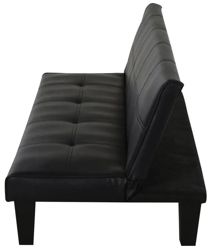 Sofá Cama Santarém em Couro Artificial - Preto - Design Moderno