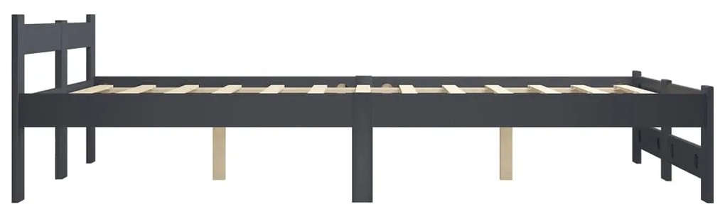 Estrutura de cama 160x200 cm pinho maciço cinzento-escuro