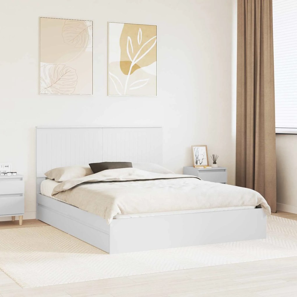 vidaXL Cama com Armazenamento Branco 150 x 200 cm Madeira processada