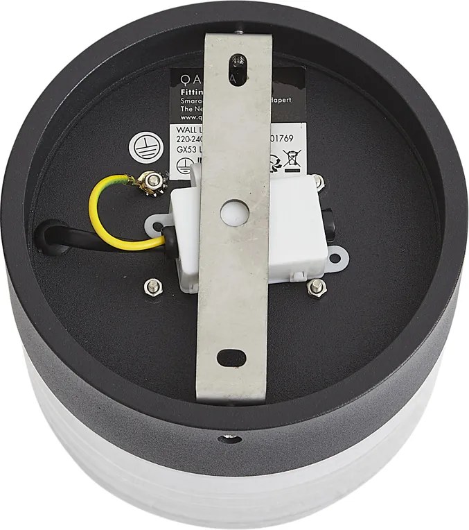 Candeeiro de parede de design preto com vidro opalino IP44 - Michele