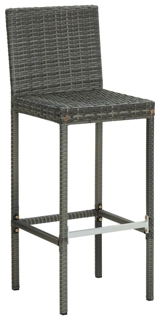Bancos de bar com almofadões 6 pcs vime PE cinzento