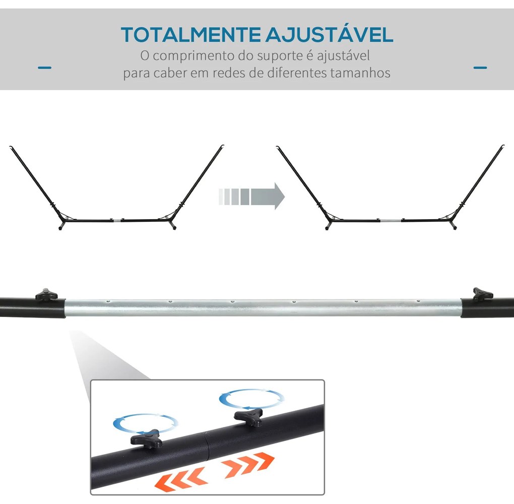 Outsunny Suporte para rede de jardim ajustável no comprimento 313-388x