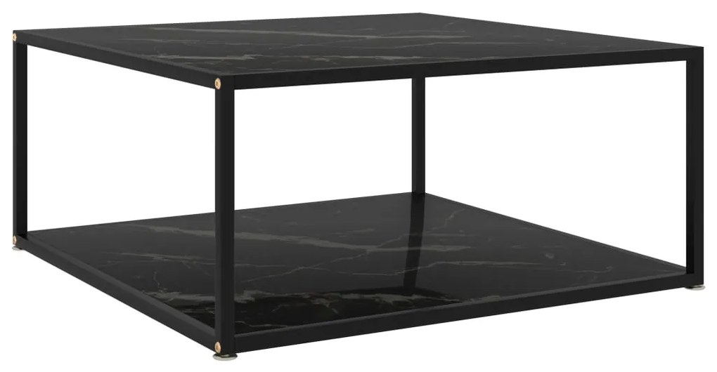 vidaXL Mesa de centro 80x80x35 cm vidro temperado preto