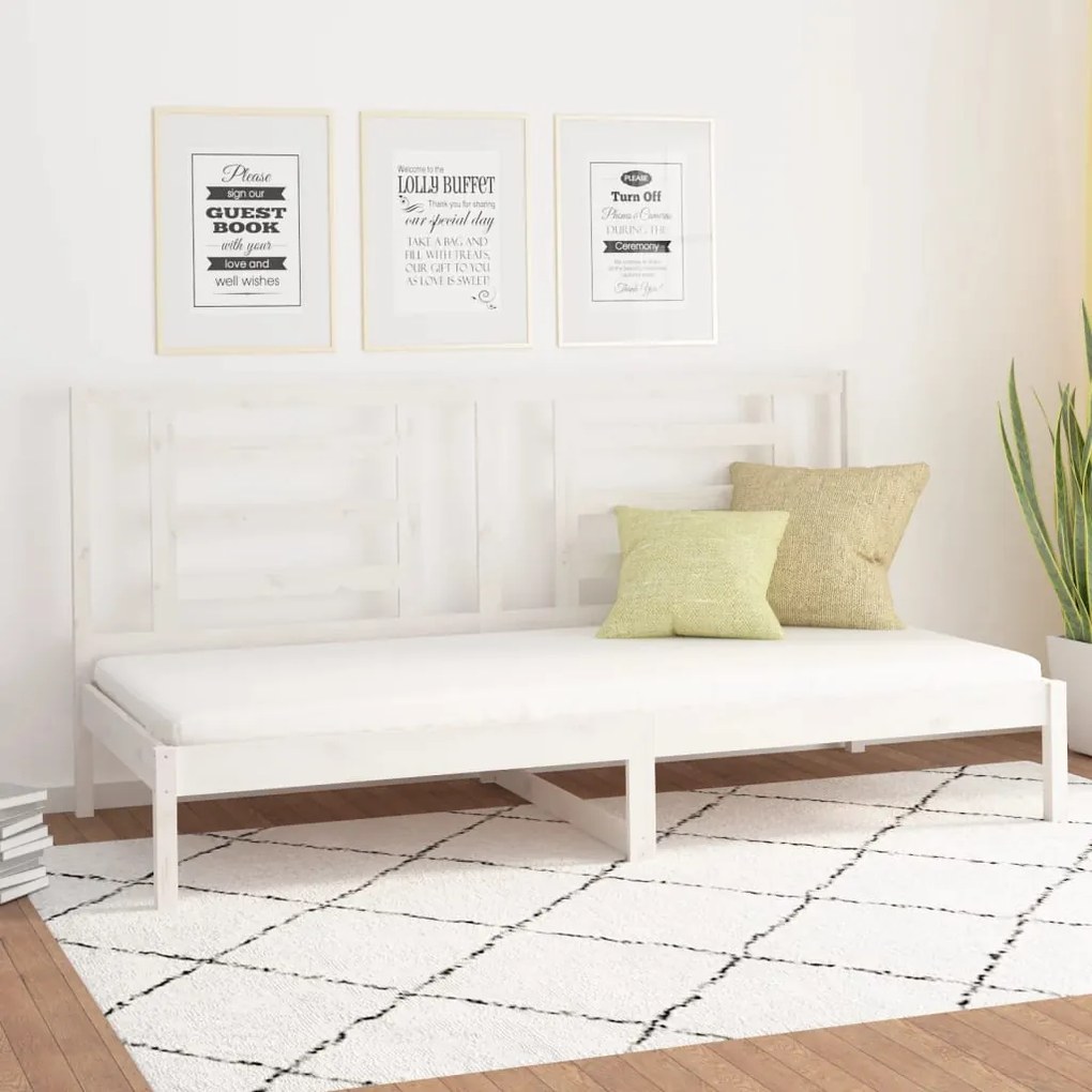 Sofá-cama 90 x 200 cm madeira de pinho maciça branco