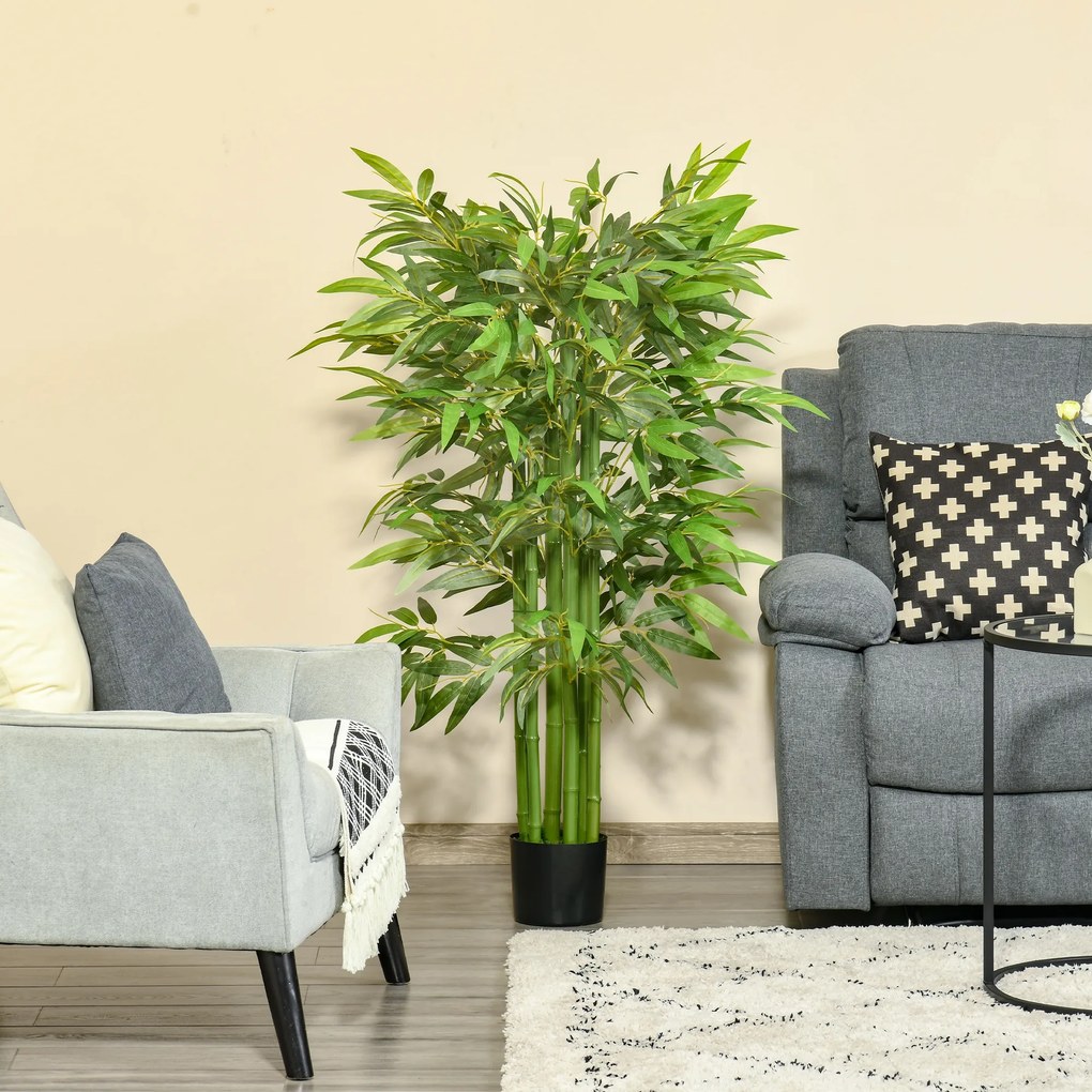 Planta artificial de bambu, árvore artificial de 140 cm com vaso, planta artificial verde para decoração de interiores