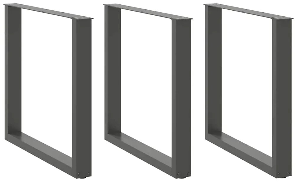 Pés para mesa de jantar em forma de U, 3 peças, antracite, 80x (72-73)