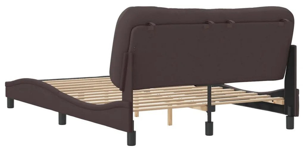 Estrutura de cama sem colchão 140x200 cm tecido castanho-escuro