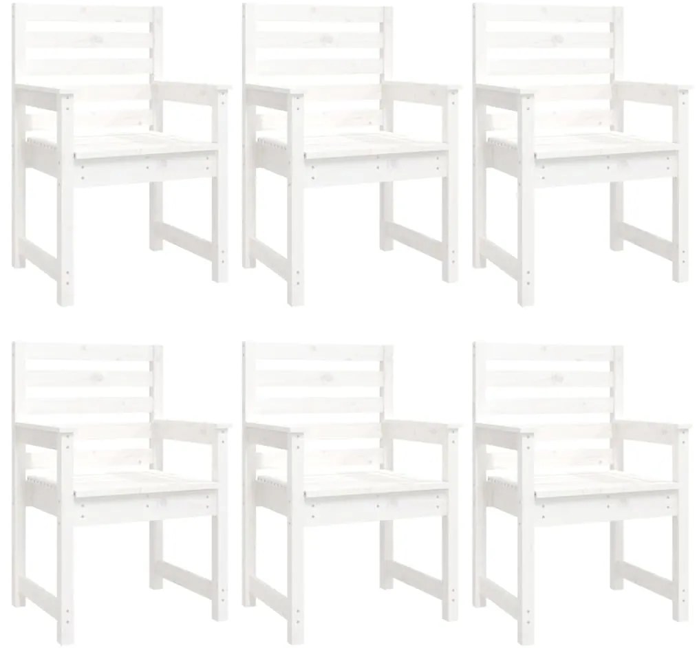7 pcs conj. de jantar p/ jardim madeira de pinho maciça branco
