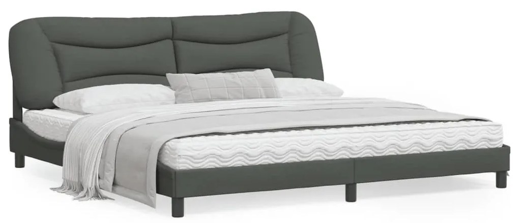 vidaXL Estrutura de cama sem colchão 200x200 cm tecido cinzento-escuro