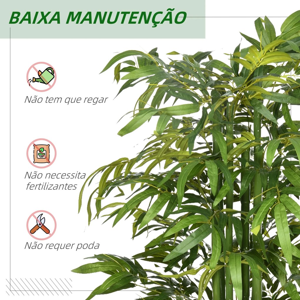 HOMCOM Planta Artificial Bambu em Vaso 180cm Bambu Artificial para Int