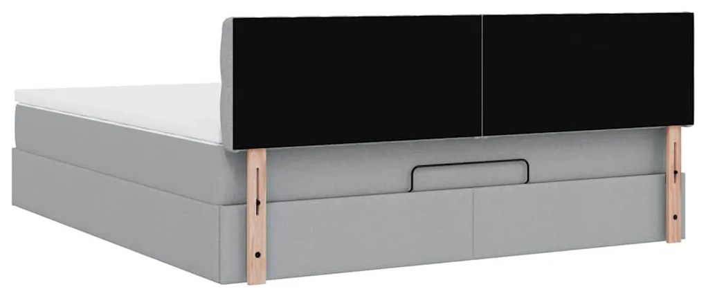 Cama otomana com colchão 160x200 cm tecido cinzento claro
