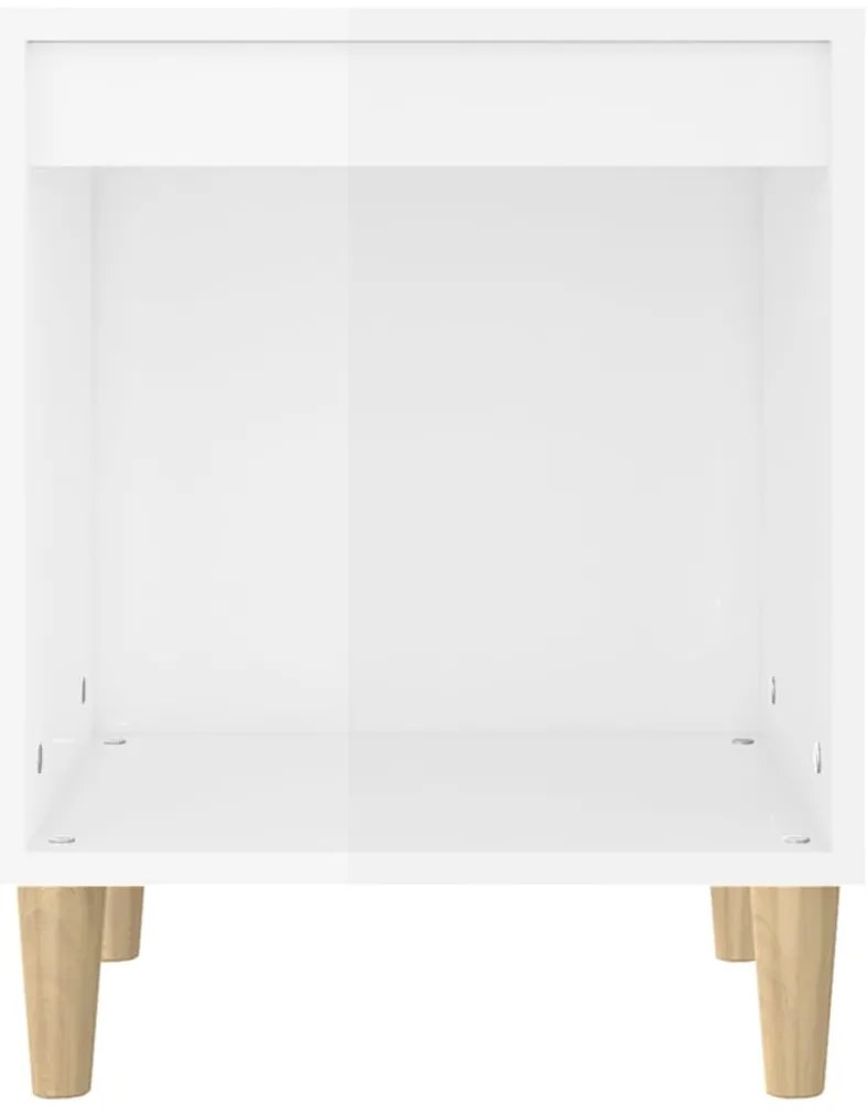 Mesa de cabeceira 40x35x50cm derivados madeira branco brilhante