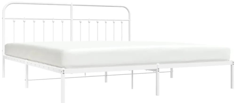 Estrutura de cama com cabeceira 200x200 cm metal branco