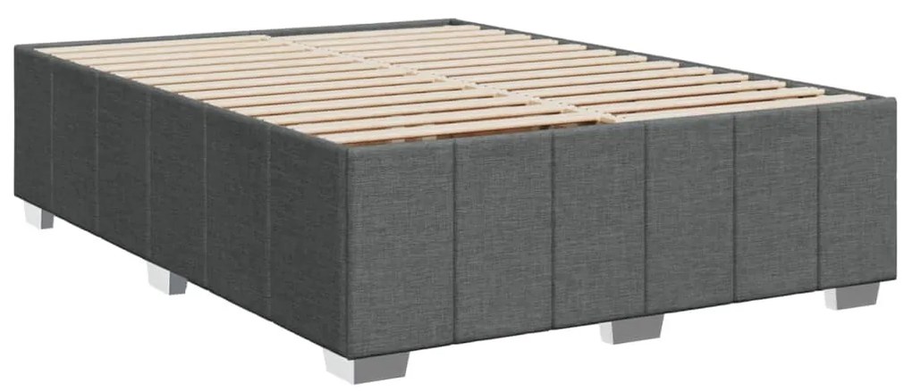 Estrutura de cama sem colchão 140x190 cm tecido cinzento-escuro