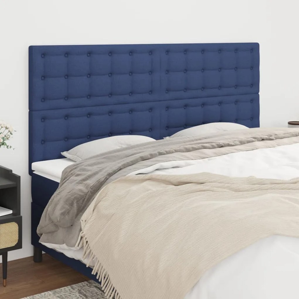 3116794 vidaXL Cabeceira de cama 4 pcs tecido 100x5x78/88 cm azul