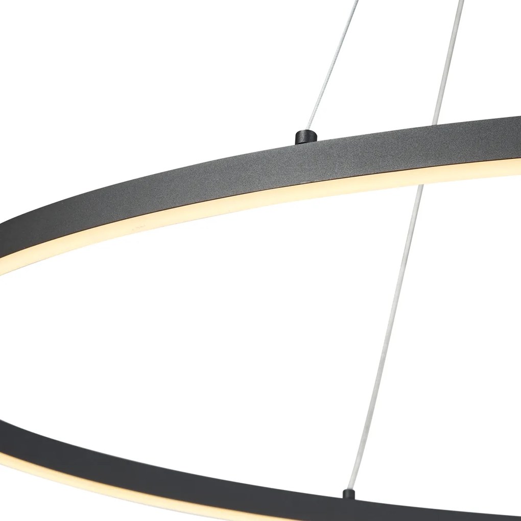 Candeeiro suspenso de design preto oval 120cm incl. LED regulável em 3 níveis - Ovallo