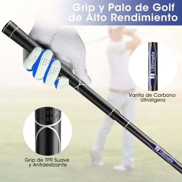 Conjunto de 9 tacos de golfe com driver de liga metálica, madeira 3#, híbrido 4#, ferros 6#, 7#, 8#, 9# e P#, putter e capas para cabeças cinzentas