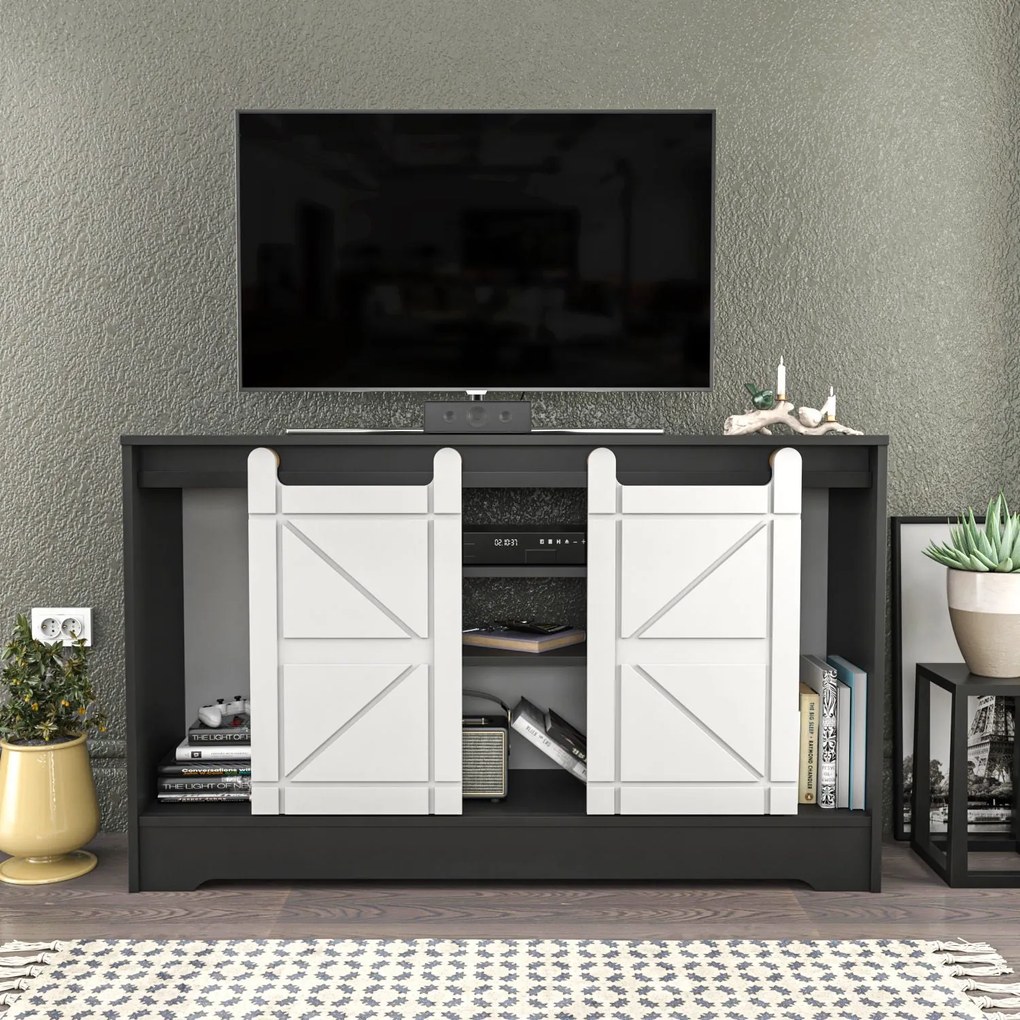 Móvel TV Ahris – Cinza e Branco – 140x35x85 cm