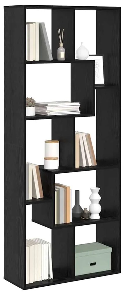 Estante Divisória Carvalho Preto 67x25x161.5 cm Madeira Engenheirada