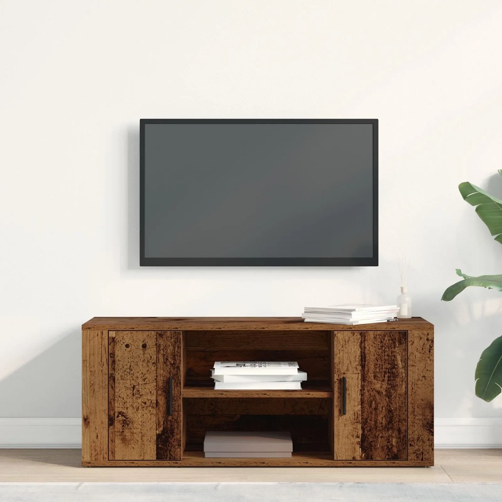 Armário para TV vidaXL Madeira Velha 100x35x40 cm Madeira Engenharia