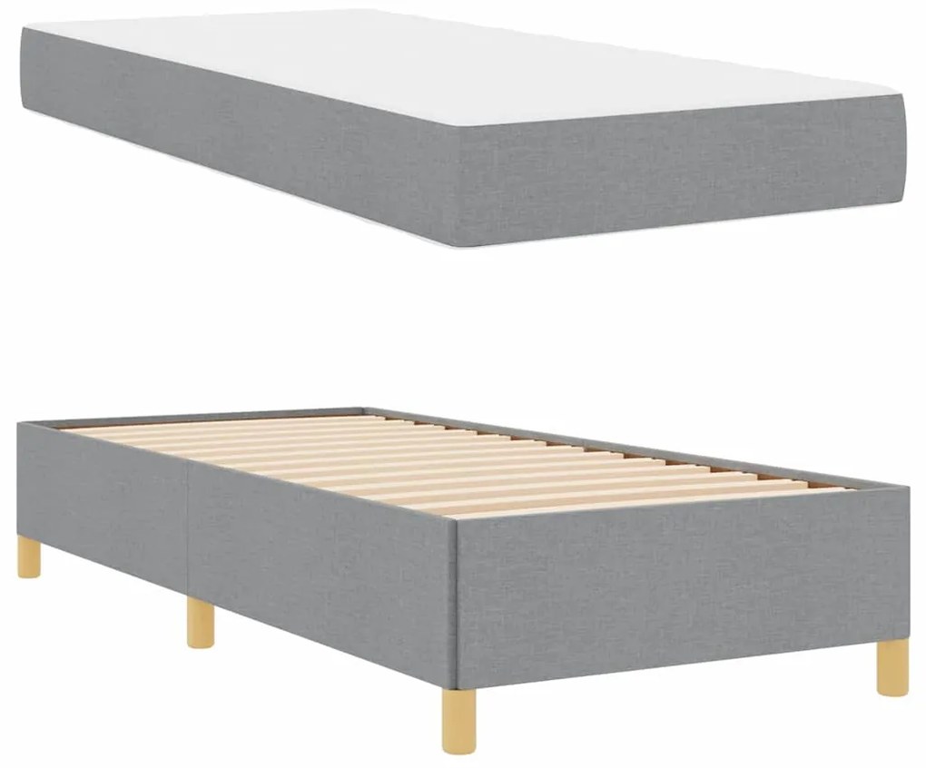 Cama Box Cinza Claro e Branco e Cinza Claro 90 x 190 cm tecido