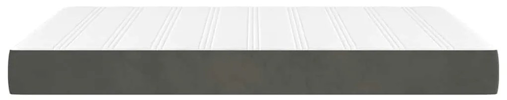 Colchão de molas ensacadas 120x210x20 cm veludo cinza-escuro