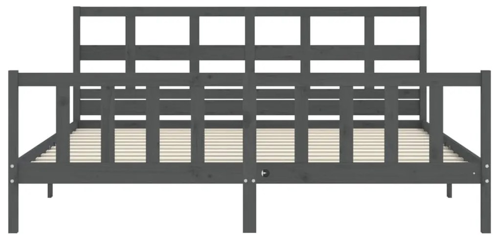 Estrutura de cama com cabeceira 200x200 cm madeira maciça cinza