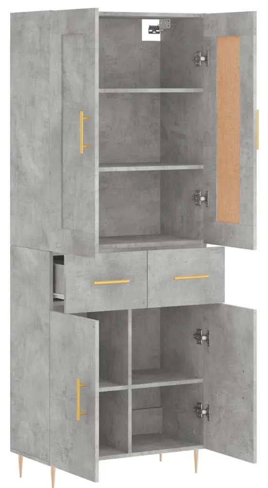 Armário alto 69,5x34x180 cm derivados de madeira cinza cimento