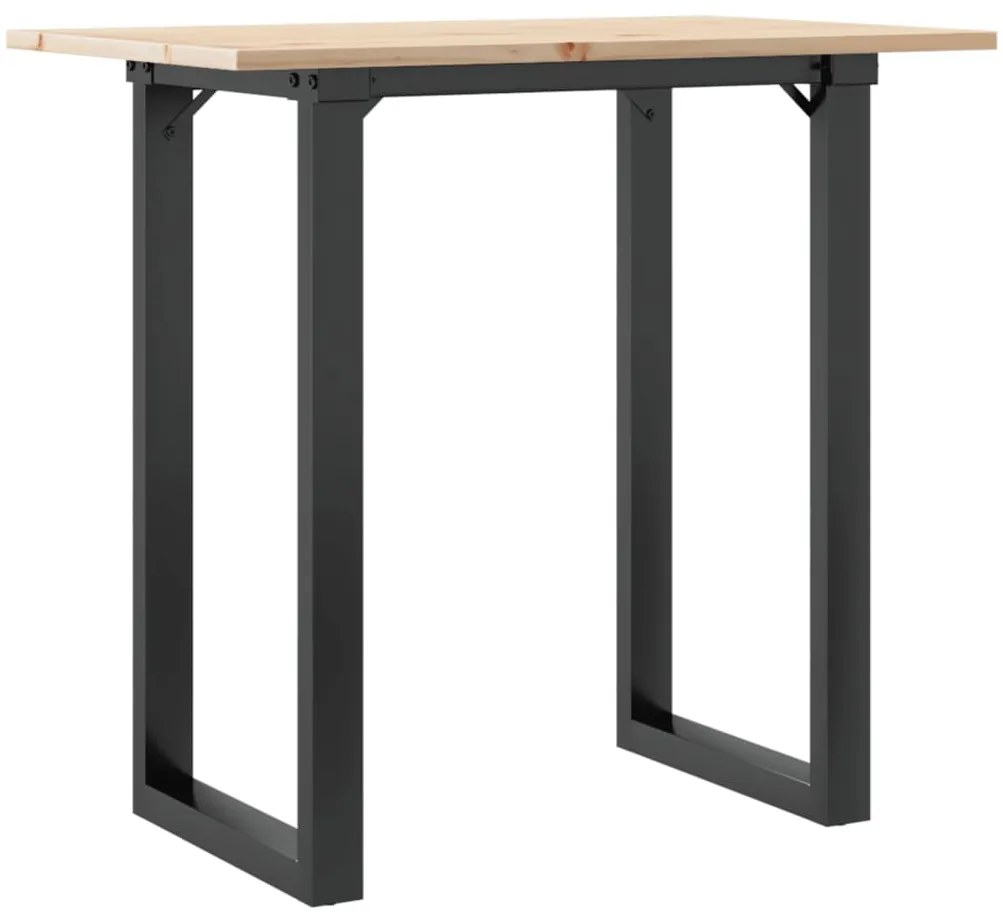 Mesa de jantar estrutura em O 80x50x75 cm pinho e aço