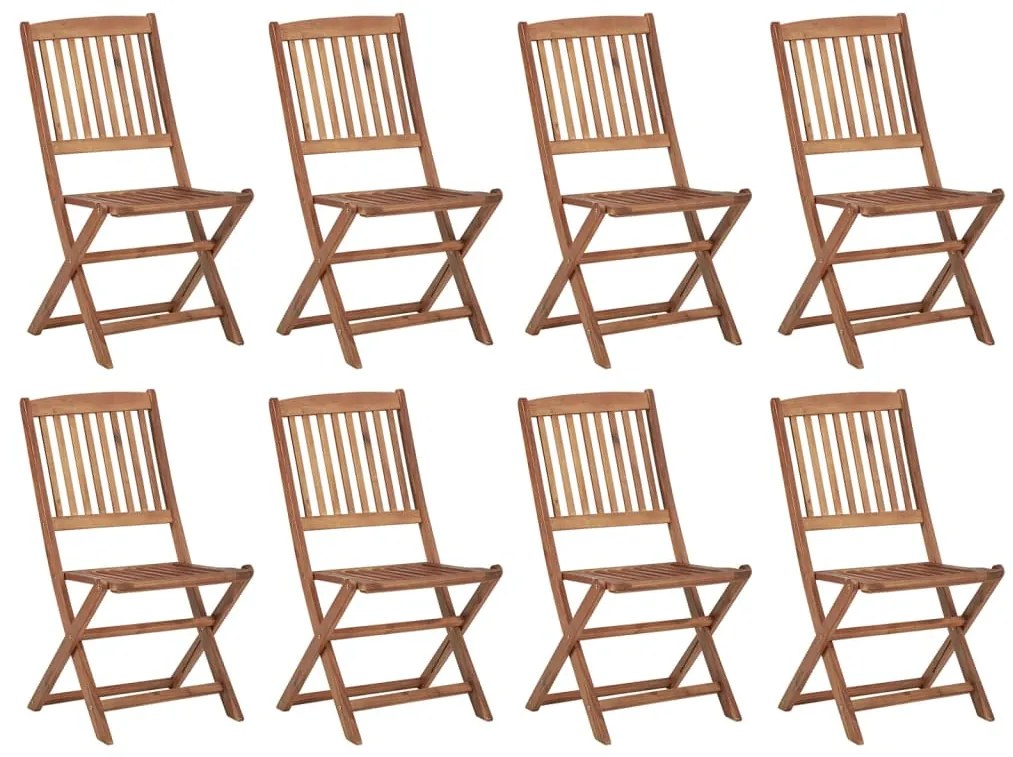 Cadeiras de exterior dobráveis 8 pcs madeira de acácia maciça