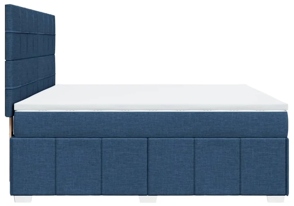 Cama com molas/colchão 180x200 cm tecido azul