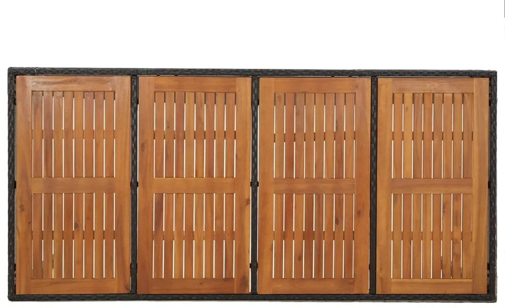 9 pcs conjunto de jantar p/ jardim c/ almofadões vime PE preto