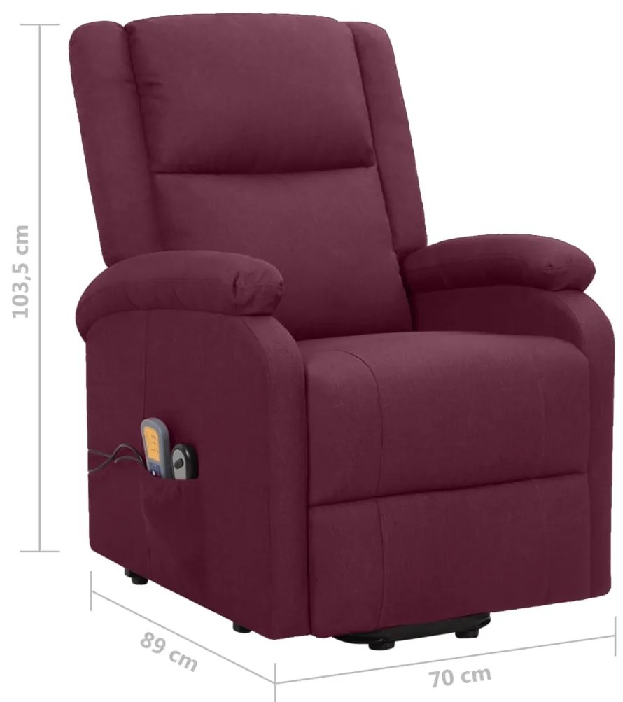 Poltrona elevatória de massagens tecido roxo
