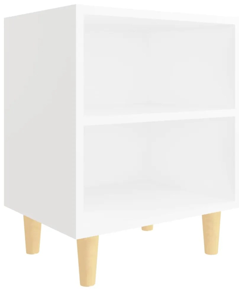 Mesas de cabeceira pernas madeira maciça 2pcs 40x30x50cm branco