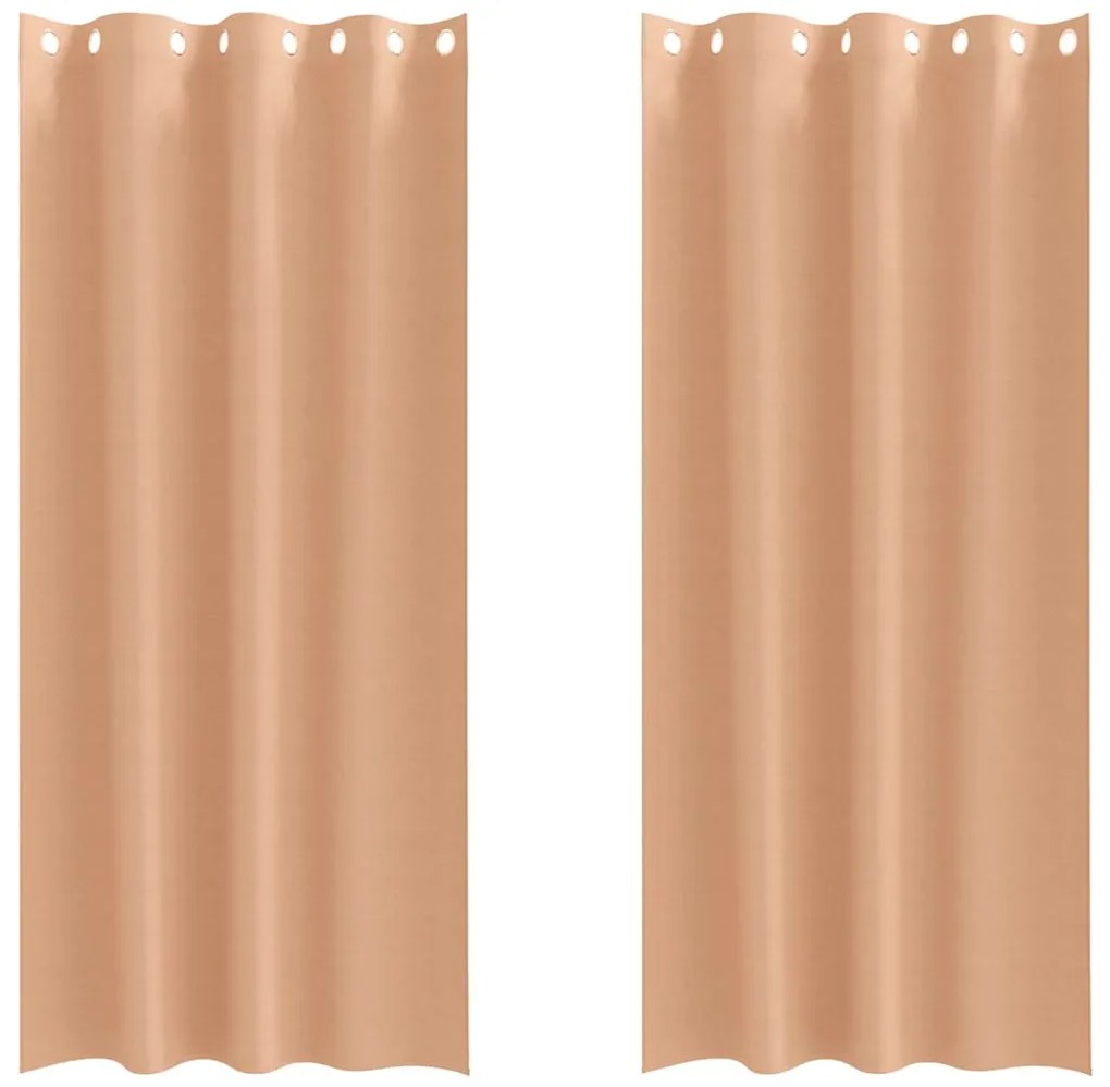 Cortinas 2 pcs Castanho-claro 245 x 140 cm Poliéster