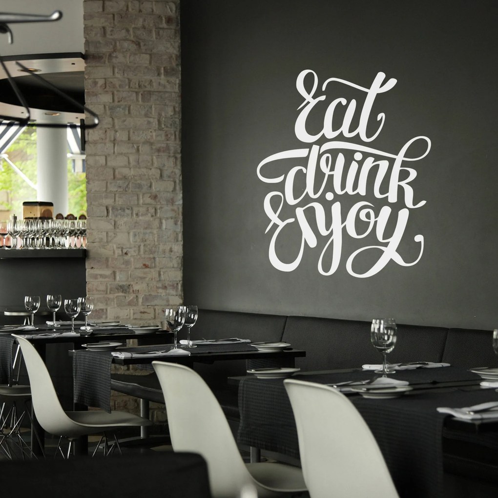 Eat Drink Enjoy vinil decorativo (Tamanho: 100 x 120 cm)