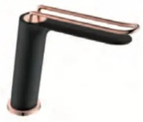 Chave de lavatório monocomando encastrado de latão preto com acabamento mate e ouro rosa Belice