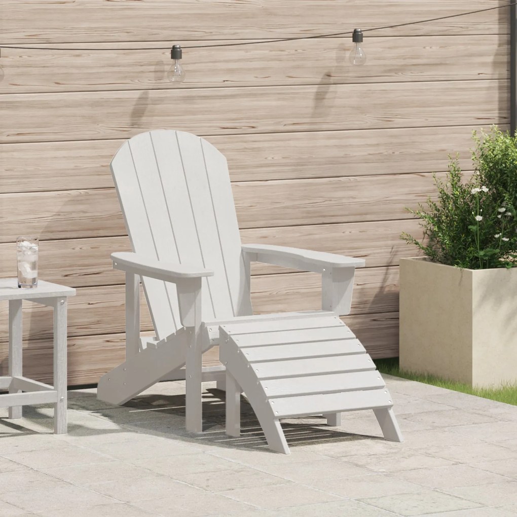 Cadeira Adirondack com Apoio para Pés Branca HDPE