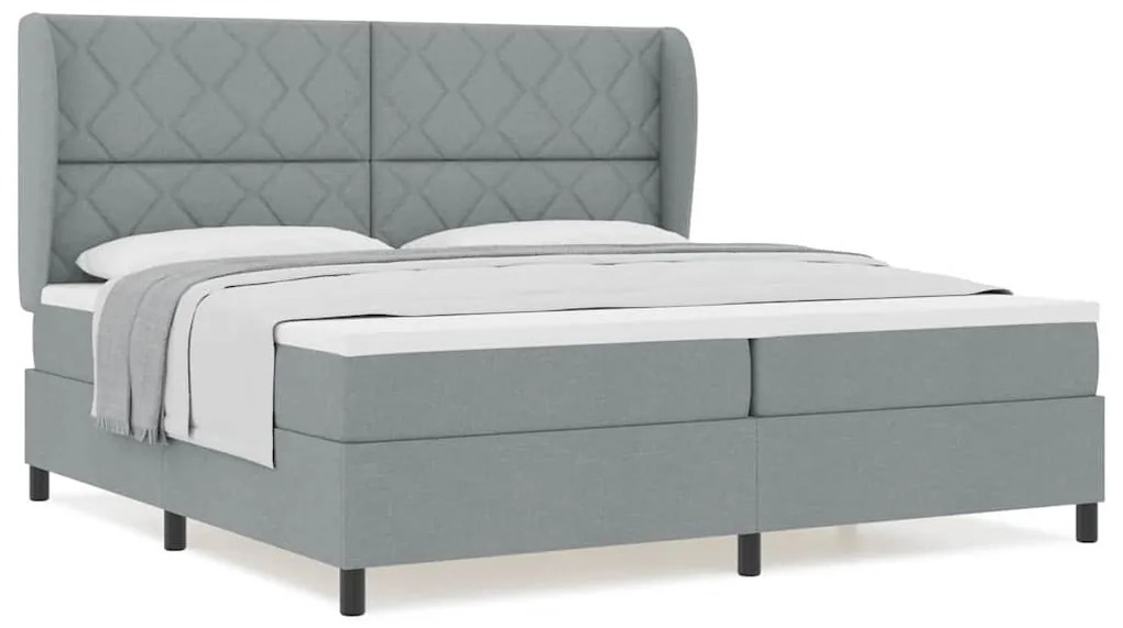 Cama Box com Colchão - Cinza Claro, 200x200 cm Tecido