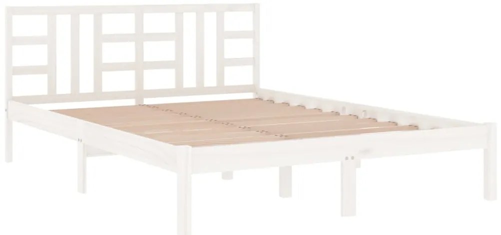 Estrutura de cama 140x200 cm madeira maciça branco
