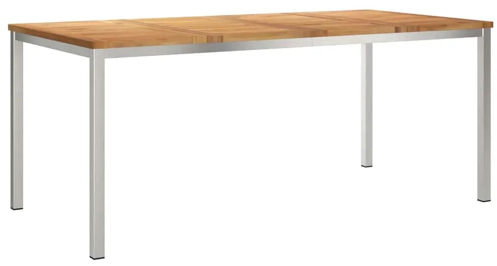 Conjunto de Jantar pra Jardim com 5 Peças : Mesa de Madeira Teak e Aço