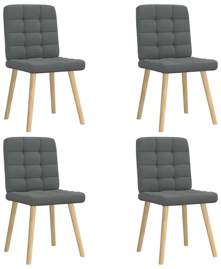 Cadeiras de jantar 4 pcs tecido cinzento-escuro