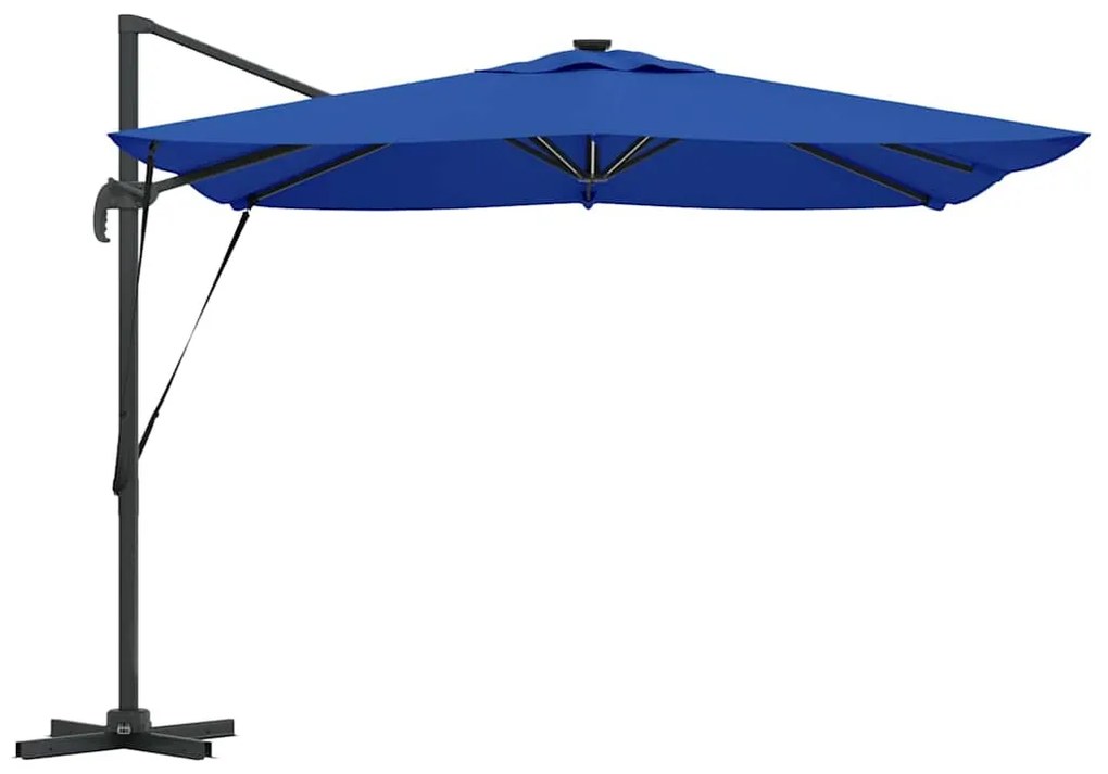 Parasol Cantilever Roma com LEDs em Azul Céu – 286 x 285 x 270 cm, Alu